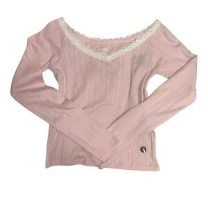 Hollister Women's Pink Ribbed Top